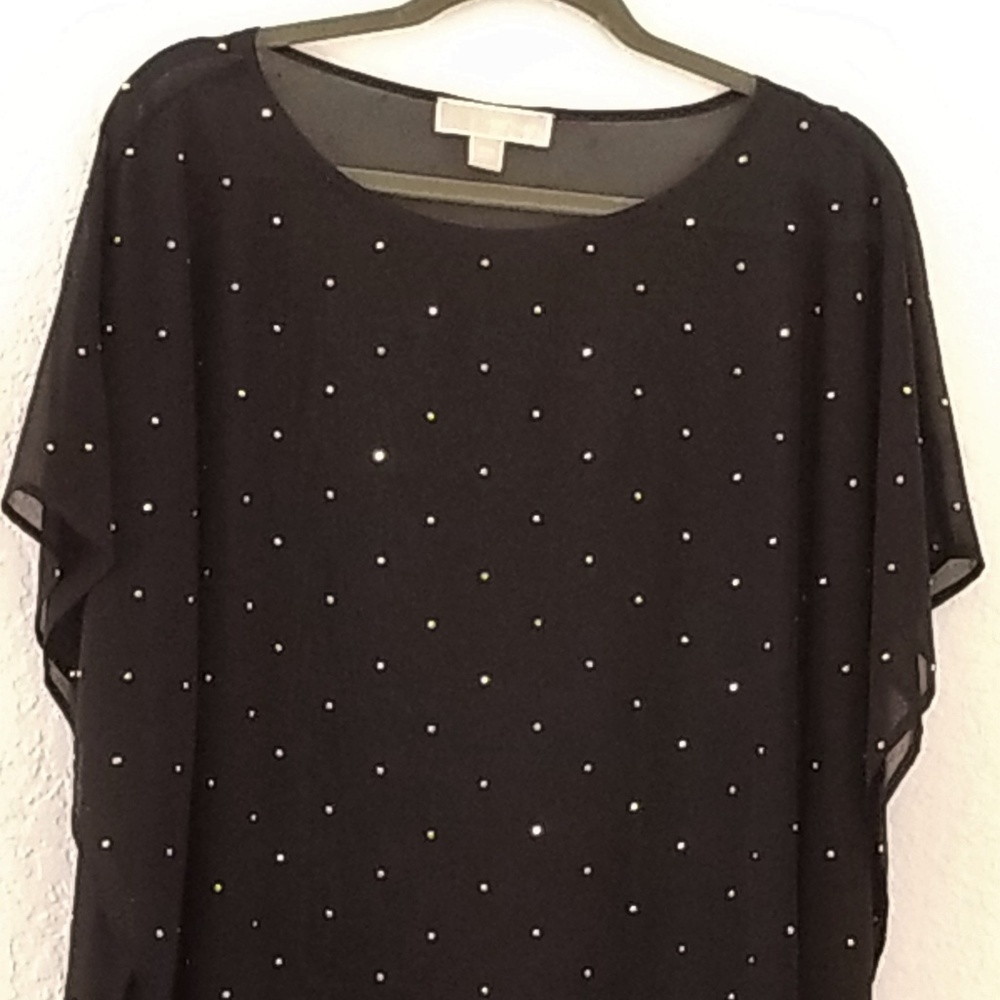 Michael Kors Sheer Gold Studded Tunic ~ Black ~S/M